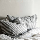 Pellavaiset raitatyynyliinat (2kpl), grey/white 50x70