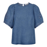 Tilly brodeerattu farkkupaita, Denim Blue