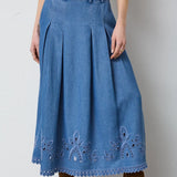 Tilly brodeerattu farkkuhame, Denim Blue