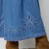 Tilly brodeerattu farkkuhame, Denim Blue