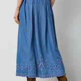 Tilly brodeerattu farkkuhame, Denim Blue