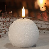 LED pallokynttilä glitterillä Ø7cm, White